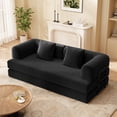 thumbnail image 6 of Convertible Sofa Bed, Noelse 5-in-1 Boneless Couch with Fixed-Shape Frame and Removable Armrests, No Assembly Required Corduroy Couch for Living Room, Black, 6 of 9
