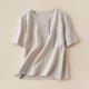 thumbnail image 1 of TaTaai Women's Crew Neck Short Sleeve Linen Embroidered Vintage Loose Casual Tops Soft Lightweight Stylish Blouses for Daily Street Office Outfits Gift, 1 of 7