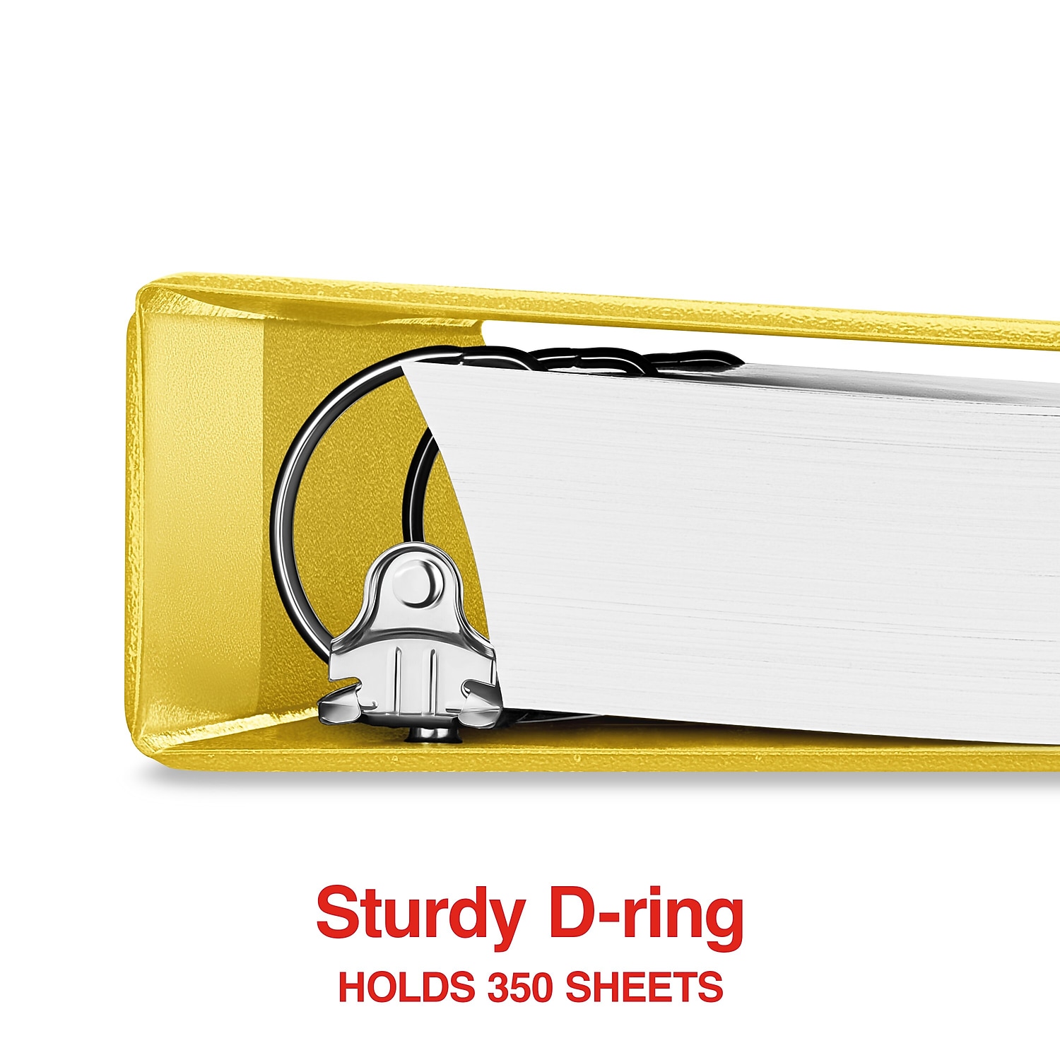 Staples Standard 1.5" 3-Ring D-Ring Binder, Yellow photo 3