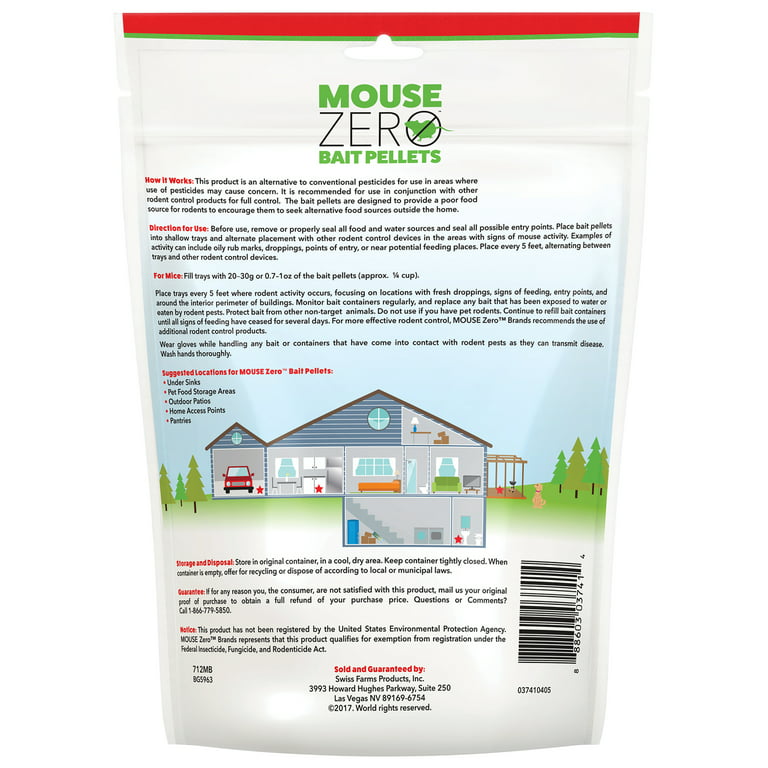 Generic Rodent Control Mice Poison Pellets. pour souris et rats 10 Paquets  de 20G - Prix pas cher