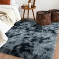 thumbnail image 3 of Socofuz 5x7ft Tie-dye Blue and Grey Fluffy Rug Non-Slip Plush Indoor Floor Bedside Area Rug for Living Room, Bedroom, Girls Kids Room, Nursery Home Decor, 3 of 7