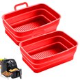 thumbnail image 1 of BeesClover 2pcs Foldable Silicone Pot Reusable Rectangular Air Fryer Liner Microwave Oven Accessories With Handle, 1 of 8