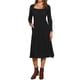thumbnail image 2 of VESTIDO DE SUÉTER DE PUNTO PARA MUJER INSPIRE CHIC CON ESCOTE CUADRADO Y DECORACIÓN DE BOTONES, VESTIDOS MIDI ACAMPANADOS CON BOLSILLOS, NEGRO L, 2 of 6