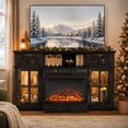 thumbnail image 2 of SESSLIFE 58" Fireplace TV Stand, Modern Entertainment Center with 25" Fireplace, TV Console with Storage Drawers & Cabinets, Media Console for Living Room, Black, 2 of 8