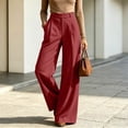 thumbnail image 5 of Miluxas Women's High Rise Wide Leg Trousers Pleated Front Business Casual Loose Straight Pants with Pockets Dress Pants for office Commute Wear Wine, 5 of 7