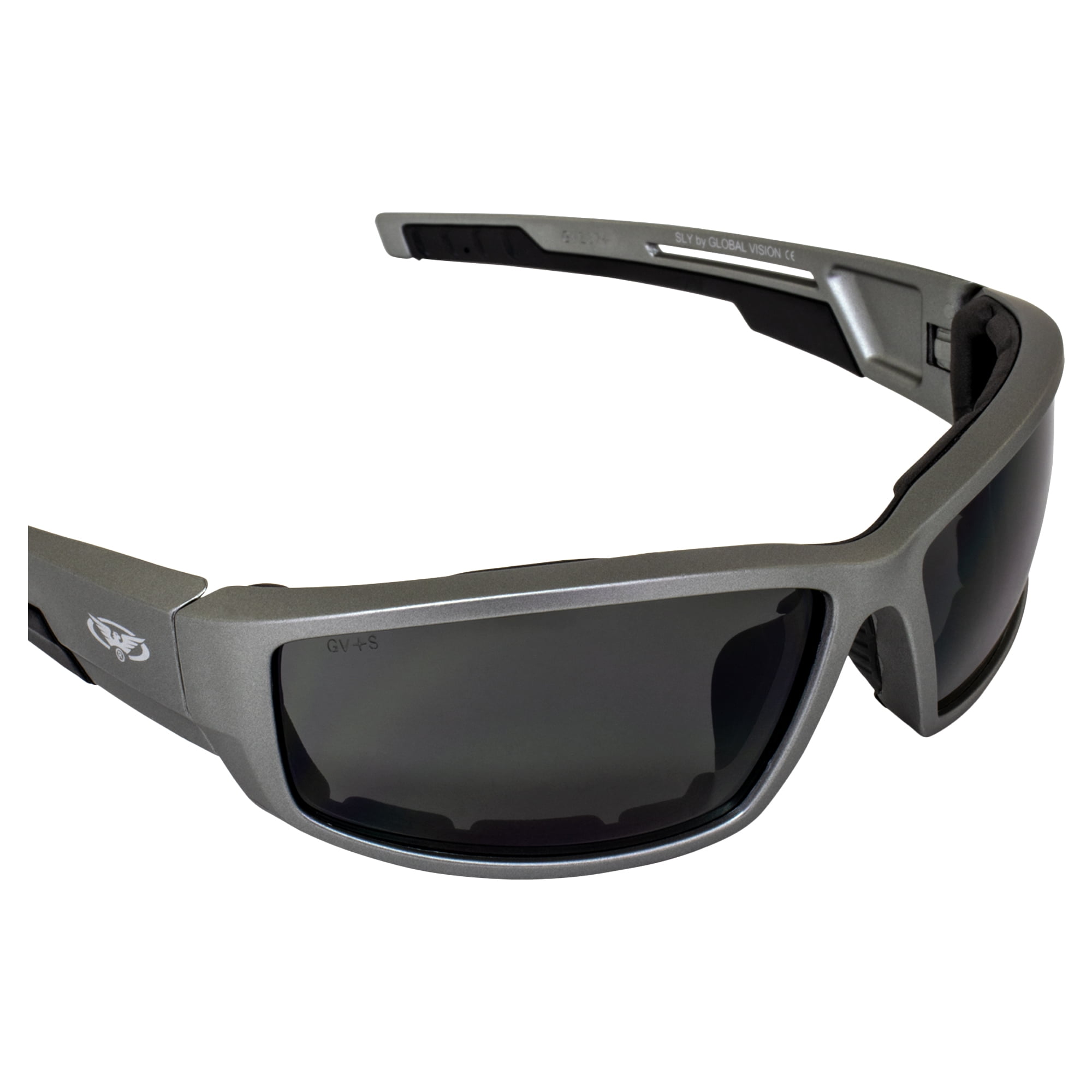 Gray Metallic Frame Smoke Lens Global Vision Eyewear Sly Gray MET SM Sly Motorcycle Sunglasses 