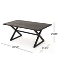 thumbnail image 5 of GDF Studio Marca Outdoor Wicker and Aluminum 7 Piece Dining Set, Multibrown, Brown, and Black, 5 of 13