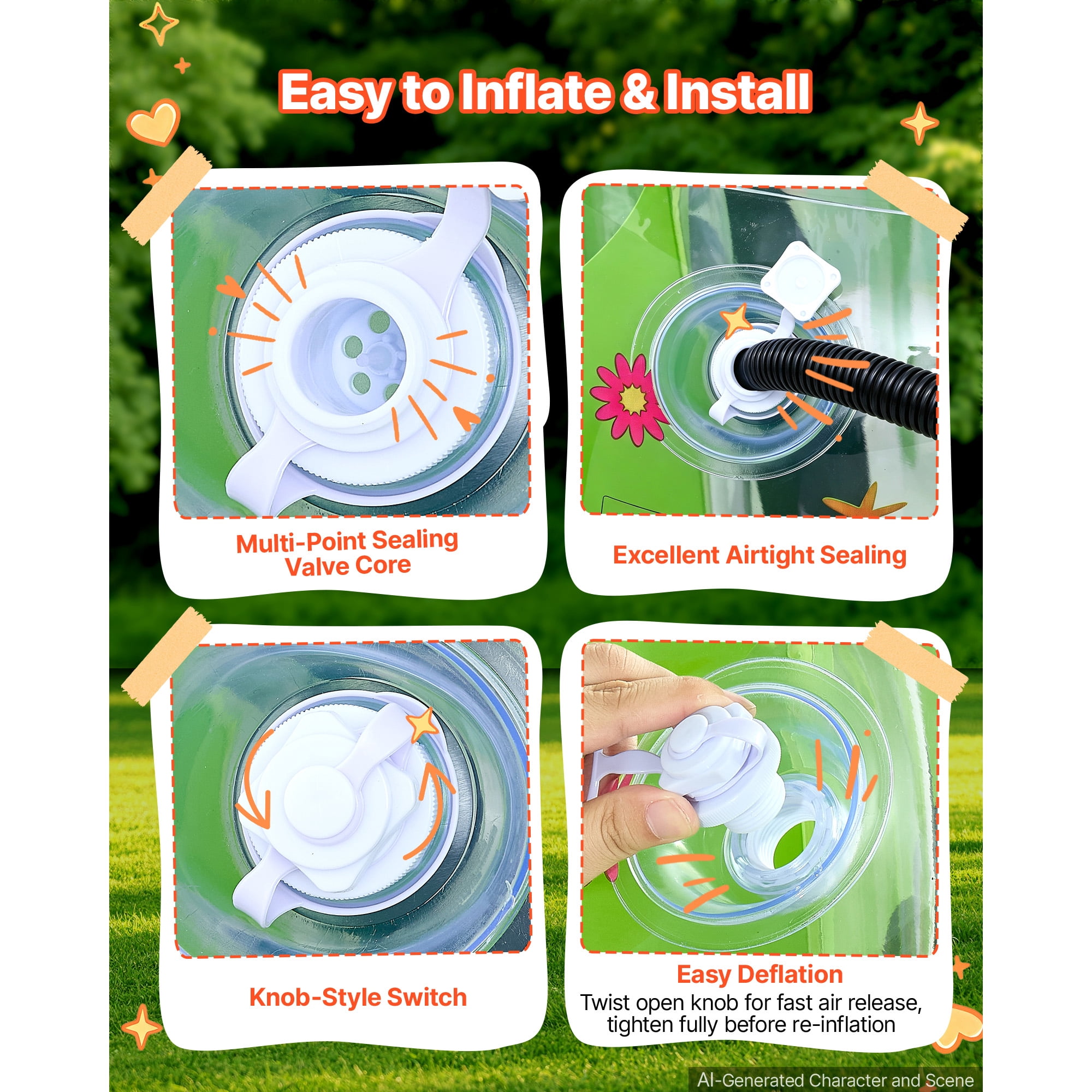 KFFKFF 2-Pack Inflatable Bumper Balls 3FT Human Bubble for Kids Transparent, Ideal for Backyard, Camping, Park, Lawn, and Outdoor Team Activities, Durable PVC Material, Sumo Hamster Ball with Handle