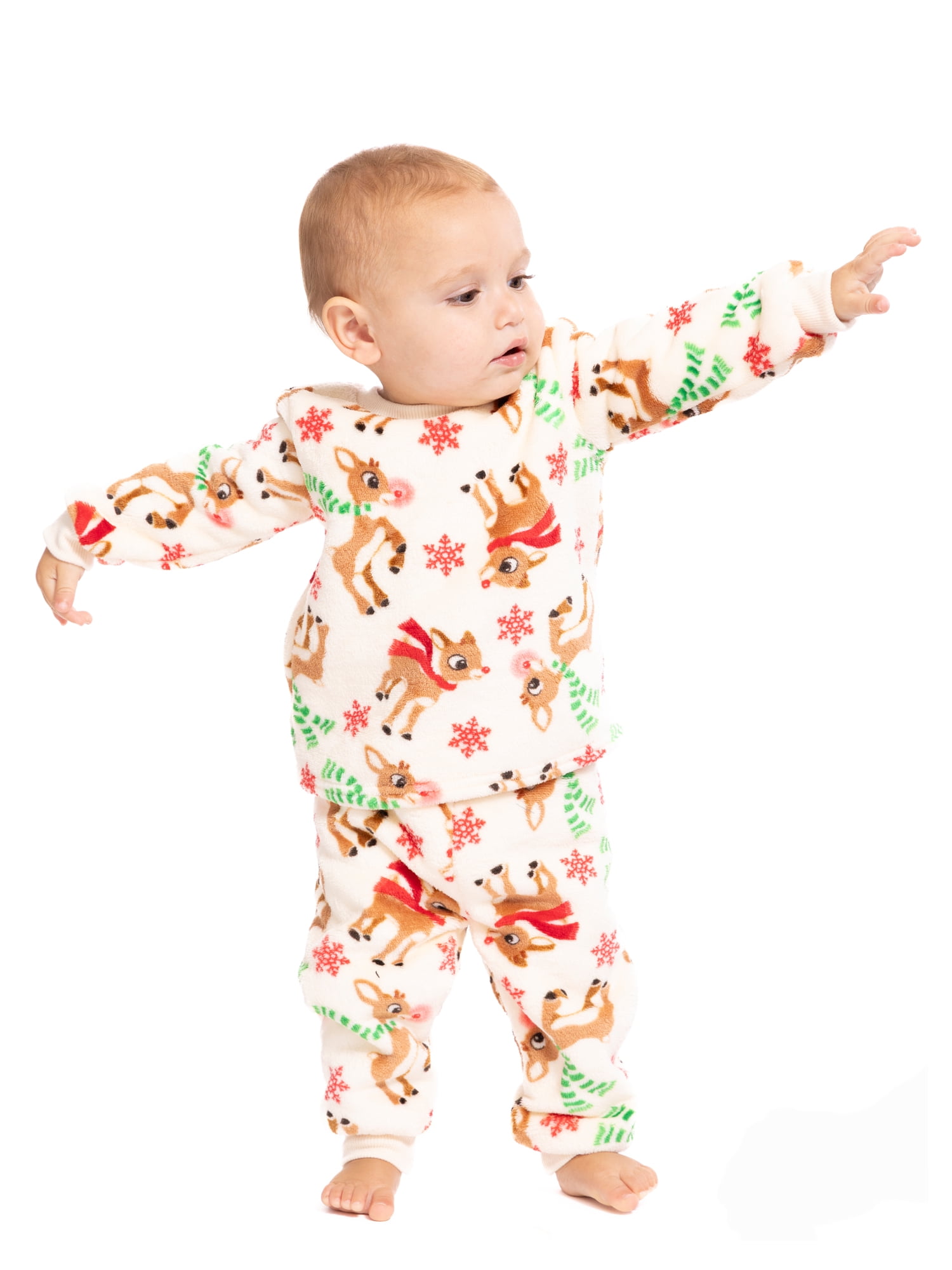 Christmas Rudolph Unisex Baby Print Plush Top and Pants Set, 2-Piece, Sizes Newborn-24M