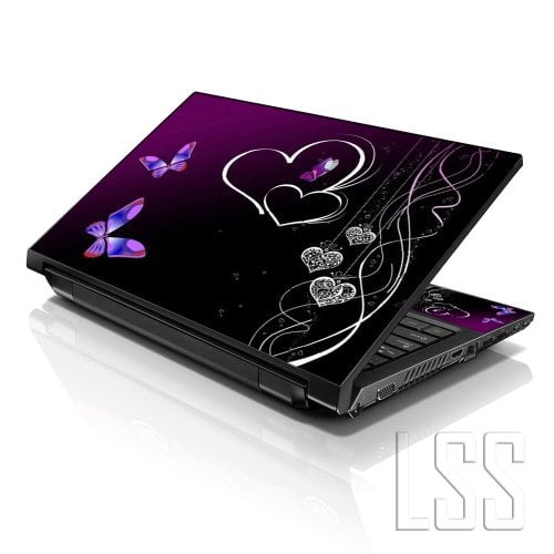 Lss Laptop 15 15.6 Skin Cover With Colorful Butterfly Heart Floral 