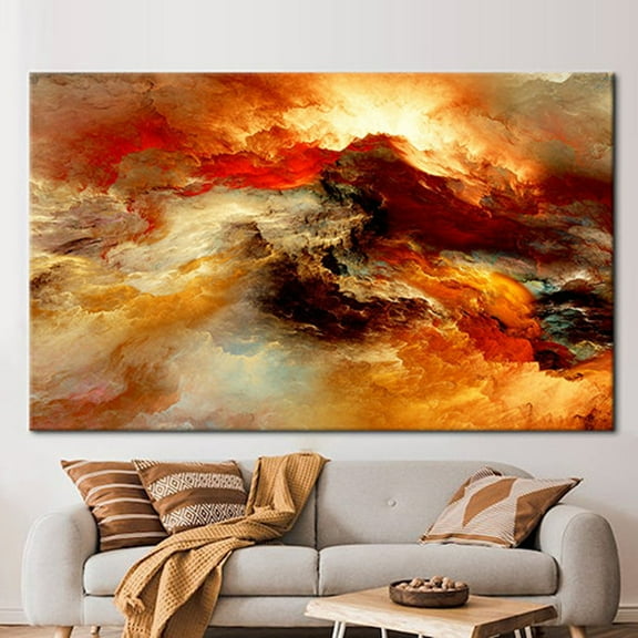 Velto Cloud Art Canvas, Red Artwork, Contemporary Canvas Art, Abstract Art, Colorful Artwork, Autumn Color Wall Decor Canvas, 8x10 UNFRAMED