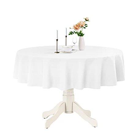 

Romanstile Round Tablecloth - Waterproof Stain Resistant Washable Polyester Table Cloths Decorative Table Cover for Kitchen Parties Wedding Indoor and Outdoor (White 70 Inch)