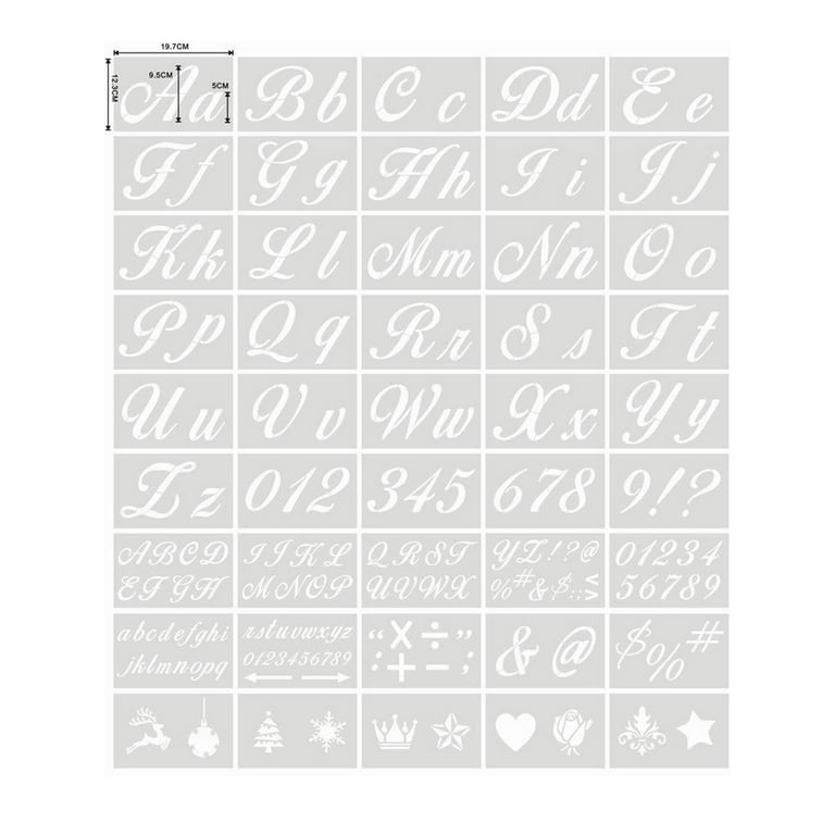 40 Pieces Painting Letter Stencils on Wood,Reusable Washable Plastic Art  Stencils Template with Calligraphy Font Uppercase and Lowercase Alphabet
