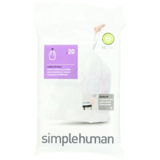 simplehuman Code G Custom Fit Drawstring Trash Bags, 30 Liter / 8