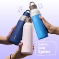 thumbnail image 3 of CAROTE 2-Pack Insulated Water Bottles with One-Click Lids, Stainless Steel Interiors, Built-In Infusers and Carry Loops for Gym, Travel and Daily Use, Blue and Purple, 3 of 9
