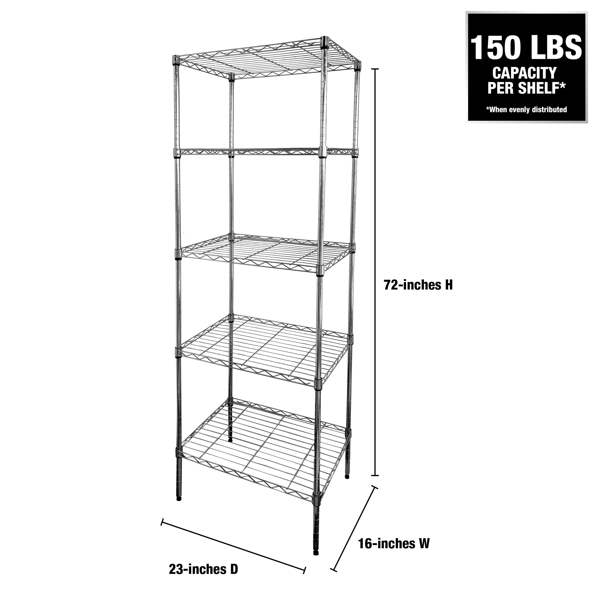 WorkPro 5-Tier Chrome Slim Wire Shelving