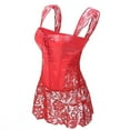 thumbnail image 4 of Hvyesh Womens Lace Corset Lingerie Mesh Sheer Bustier Shapewear See Through Lingerie Dress Breathable Bridal Gothic Bodysuit Red, 4 of 4