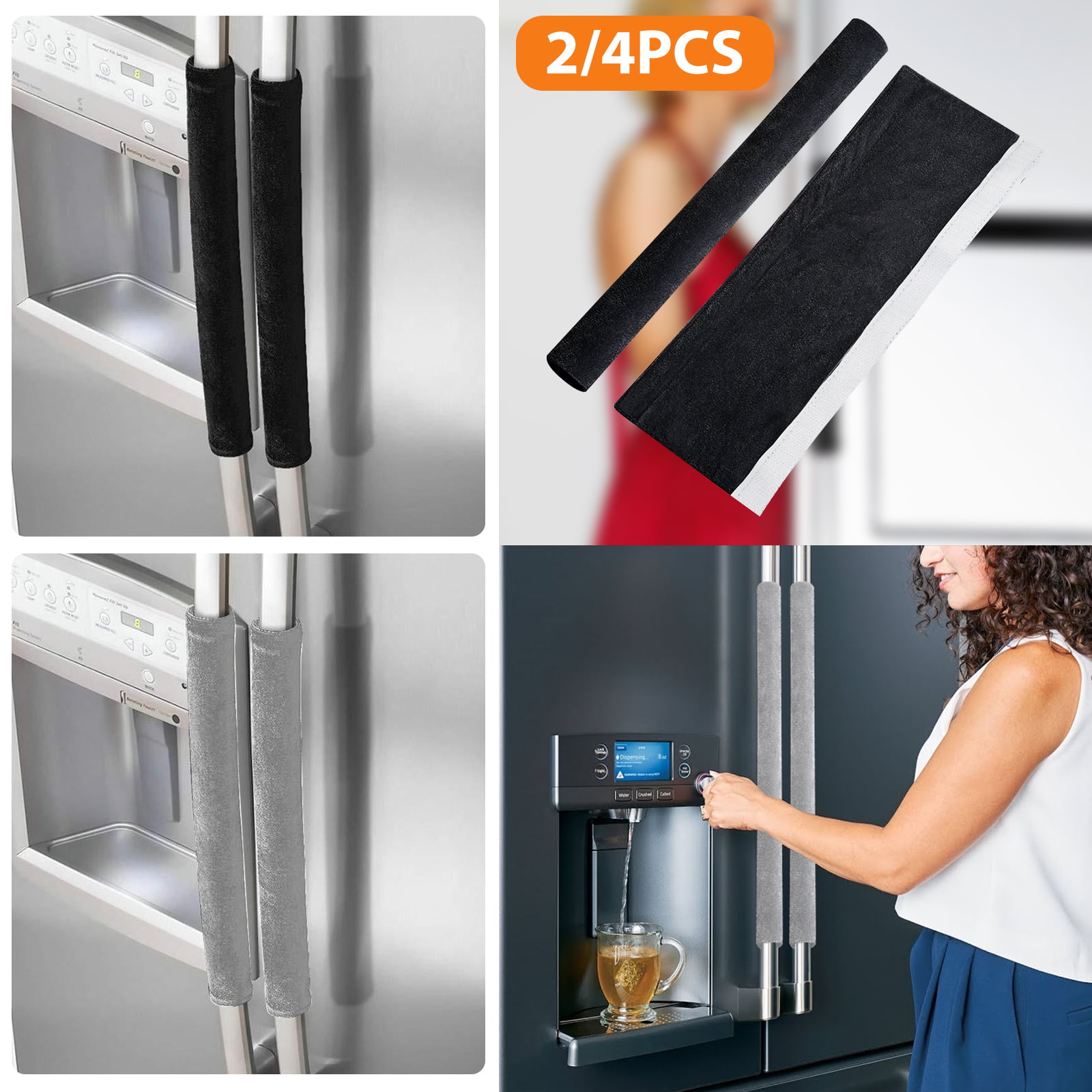 2pcs Christmas Refrigerator Door Handle Cover Kitchen Appliances Glove Protector
