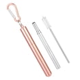 thumbnail image 1 of Chiciris pajita retráctil de acero inoxidable, Con Cepillo de Limpieza, Portátil para ViJes, Beber Batidos, Cócteles, Té, Para Jugo de Frutas, Batido, Rosa, Rosa, 1 of 7