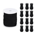 thumbnail image 1 of Cuerda de sombra trenzada Uxcell, cuerda de nailon de 1.8 mm 110 Yards/Roll con 20Pcs perillas de cuerda para persianas romanas, reparación de cortinas, manualidades DIY (Negro), 1 of 7