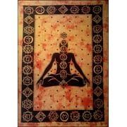 OMA Chakra Healing Tapestry Meditation Yoga Hippy Boho Style Cotton Wall Hanging Decor - LG Size Brand (Orange)