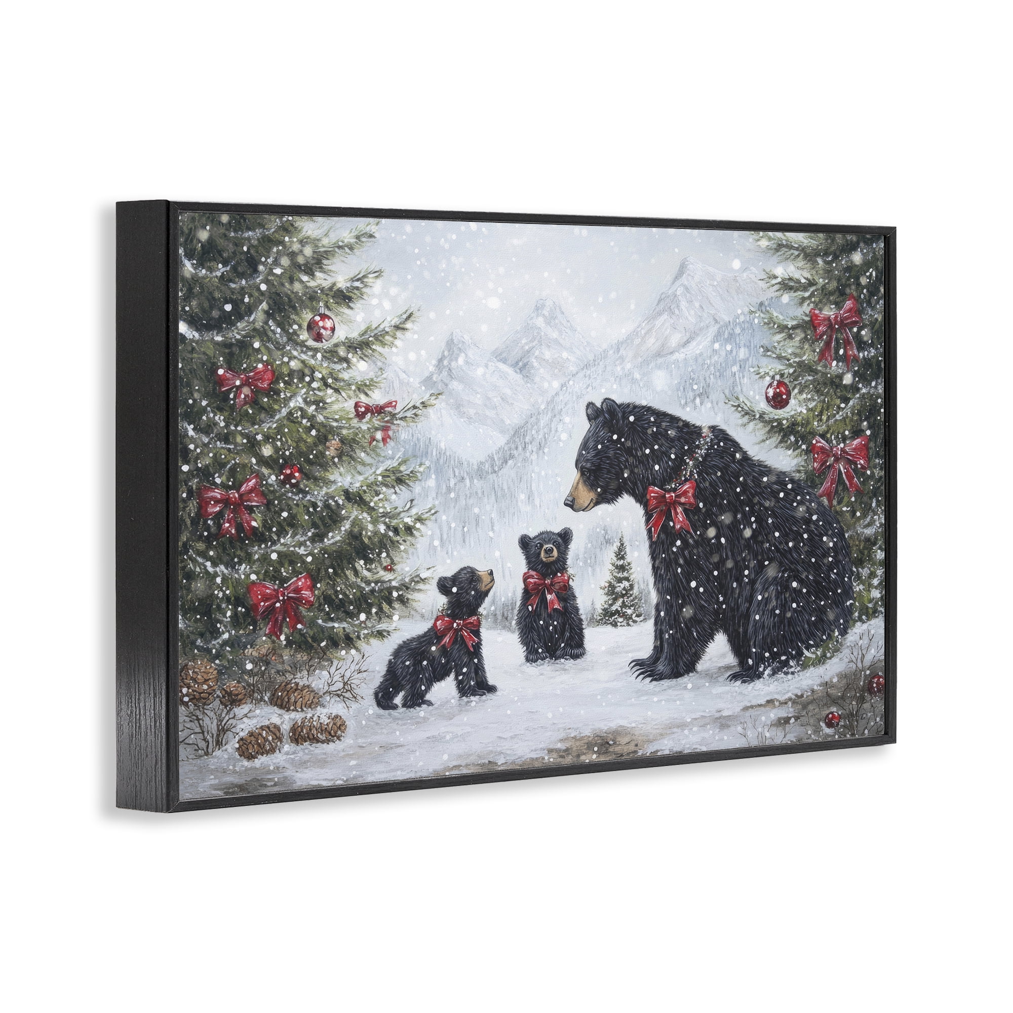Stupell Industries Christmas Black Bears Black Framed Giclee Art, design by Tina LeCour