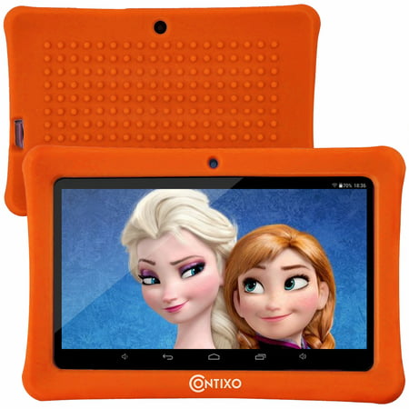 Contixo 7" Kids Tablet Android 8.1 with WiFi 16GB Kids Place Parental Control 20+ Education Learning Apps, Tablet for Toddlers Children Infant Kids w/Kid-Proof Protective Case (Orange)