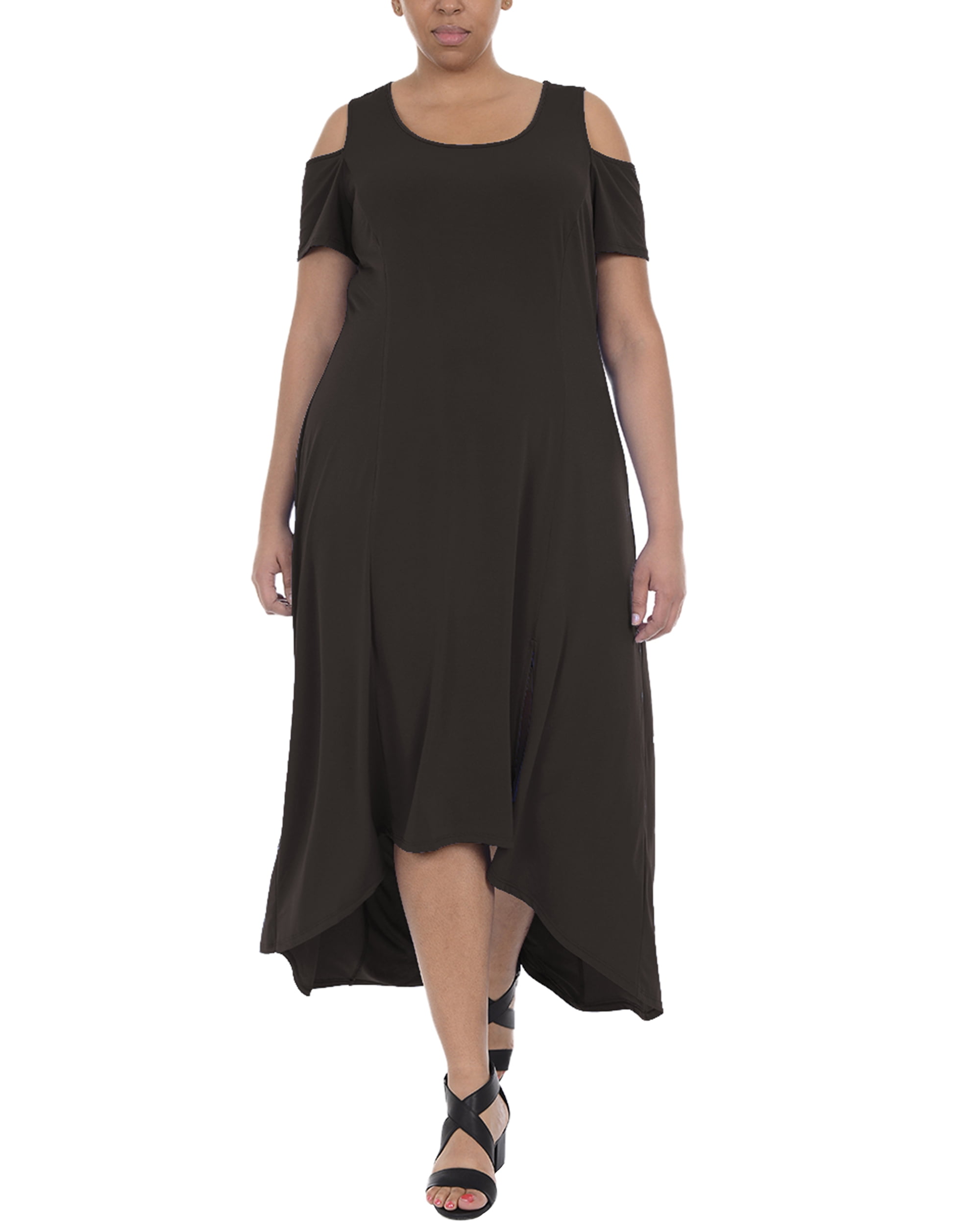 Plus Size Cold Shoulder High-Low Maxi 