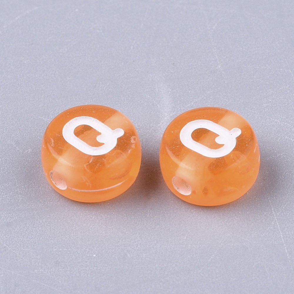 Transparent Acrylic Beads Horizontal Hole Flat Round with Random Initial Letter Mixed Color 7x4mm Hole: 1.5mm about 3830pcs/500g DIY