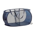 thumbnail image 1 of Foldable Laundry Basket Mesh Hamper with Two Compartments and Carry Handles for Dorm Home Travel, 1 of 6