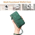 thumbnail image 3 of Funda para HMD Pulse PRO con cremallera tipo cartera, tarjetero, marco de fotos, soporte y cordón, de piel sintética. verde, 3 of 5