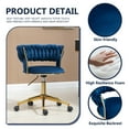 thumbnail image 3 of Velvet Swivel Tufted Adjustable Height Home Office Chair with Gold Base Navy, 3 of 5