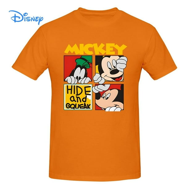 Disney Mickey Mouse HIDE AND GQUEAK T shirt Harajuku Short Sleeve T-shirt 100% Cotton Graphics Tshirt Brands Tee TopL Gao Jinjia LED