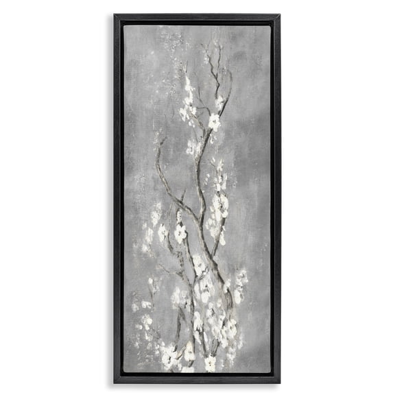 Stupell Industries White Cherry Blossoms Reaching Black Framed Floater Canvas Wall Art, design by Patricia Pinto