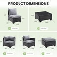 thumbnail image 3 of STARY Outdoor Wicker conversation sets, 7 Pieces Patio Furniture Sofa Set with Coffee Table, All Weather for Garden, Backyard, Balcony (Dark Gray), 3 of 7