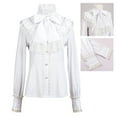 thumbnail image 4 of Victorian Renaissance Ruffled Lace Blouse Steampunk Long Sleeve Bows Tie Shirt, 4 of 15