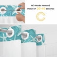 thumbnail image 5 of Summer No Hook Shower Curtain with Snap in Liner Coastal Watercolor Teal White Sea Starfish Wood Grain Waterproof Bathroom Shower Curtain with See Through Top Window for Bathtub 60" x 72", 5 of 9