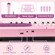 Baby Piano Toys for Kids, 37 Keys Electronic Keyboard with Microphone, Portable Piano for Toddlers, Educational Keyboard Musical Instrument Toys for Girls Boys, Pink