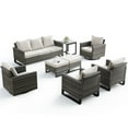 thumbnail image 2 of Unnifurnzi Wicker Patio Furniture Set-8 Pieces Outdoor Furniture with Outdoor Swivel Rocking Chairs and Patio Chairs Outdoor Sofa with Ottoman for Porch Deck Balcony Garden-Gray/Beige, 2 of 7