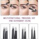 thumbnail image 3 of Eyebrow Tweezers Set, 6 Pieces Professional Stainless Steel Precision Tweezer Eyebrow Scissors Eyebrow Brush Kit with Leather Storage Case, 3 of 5