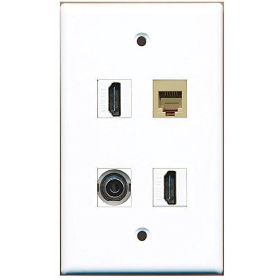 RiteAV - 2 Port HDMI 1 Port Phone RJ11 RJ12 Beige 1 Port 3.5mm Wall Plate