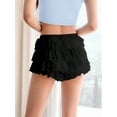 thumbnail image 2 of Women Y2K Lace Multi-Layered Bloomers, Ruffle Shorts, Short Pumpkin Pants, Elastic Waist Sweet Pettipants Black XL, 2 of 6
