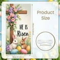 thumbnail image 2 of Wooden Cross Easter Banner Floral Decor Resurrection Display Pink Purple Flowers Easter Bunny Cross Backdrop for Easter Celebration Church Event Home Decoration, 2 of 4