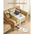 thumbnail image 6 of Height Adjustable Overbed Table - Portable Rolling Desk with Cup Holder, Sturdy Particleboard for Home & Office Use, 6 of 10