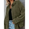 thumbnail image 6 of ONLYSHE Oversized Shackets Women Long Sleeve Button Down Solid Blouse Jackets Vintage Shirt Tops with Chest Pockets, 6 of 7