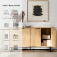 thumbnail image 2 of EYYTHUNG Modern Fluted Sideboard Buffet Cabinet, Boho Chic Storage Credenza with Adjustable Shelves, Bar Cabinet, Natural Oak, 2 of 8