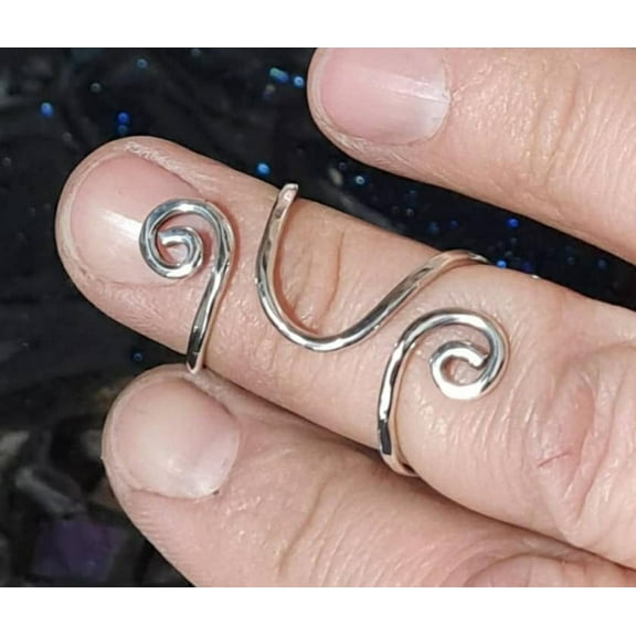 SS DESIGNS Adjustable Arthritis Finger Splint Ring – Sterling Silver or Brass – Handmade Hammered Textured Support Ring