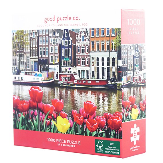Flowers in Amsterdam 1000 Piece Puzzle – Good Puzzle Co. Eco-Friendly Jigsaw, 27" x 20"