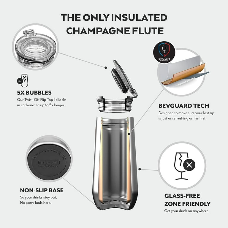BrüMate 12oz Insulated Champagne Flute With Flip-Top Lid - Made With Vacuum  Insulated Stainless Steel (Glitter Charcoal) 