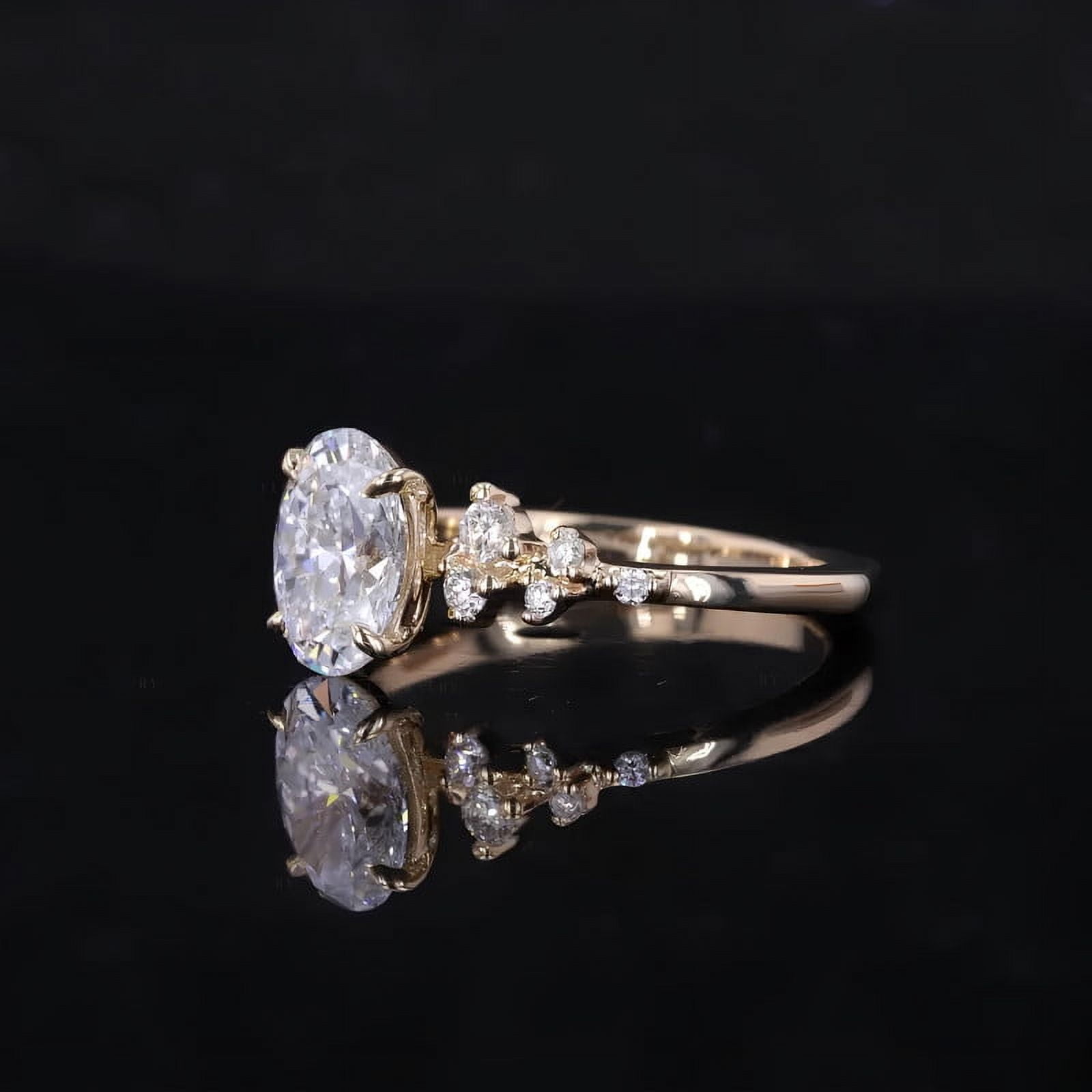 solitaire jewels Unique SnowDrift Oval Moissanite Engagement Ring For Women, 10K Yellow Gold